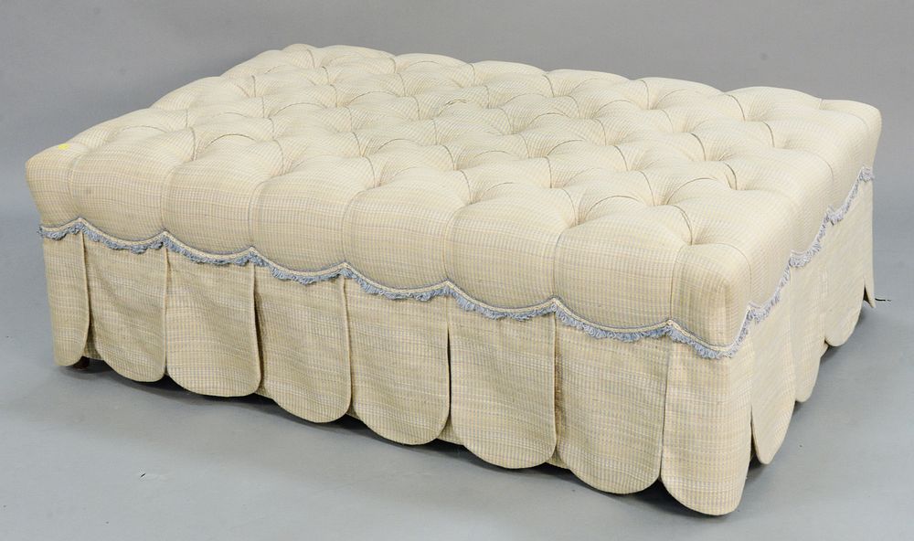 Appraisal: Large rectangle ottoman with custom tufted upholstery ht top x