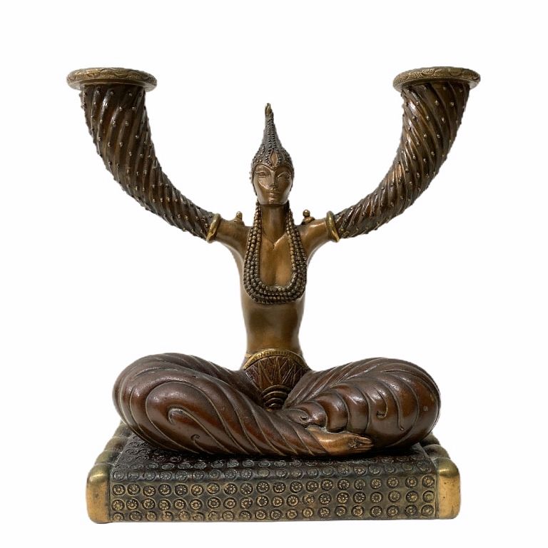 Appraisal: Erte 'Fortunes' Bronze Candle Holder omain 'Erte' de Tirtoff Russian