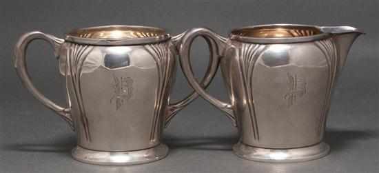 Appraisal: American Art Nouveau style sterling silver cream jug and sugar