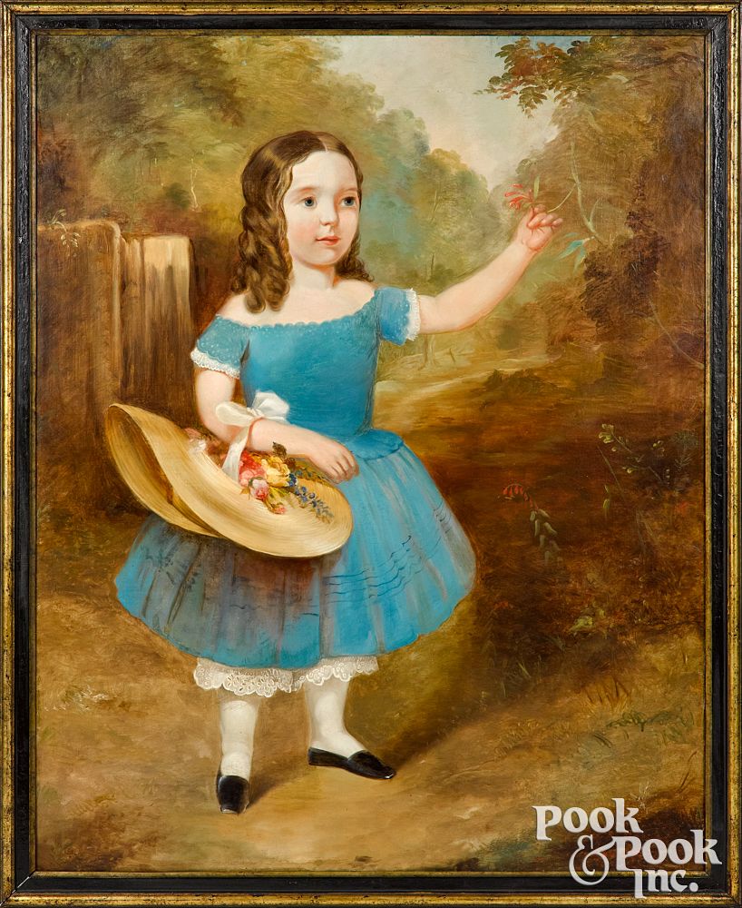 Appraisal: American oil on canvas portrait of a young girl American