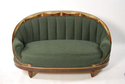 Appraisal: A French Art Deco rosewood settee elliptical form inlaid with