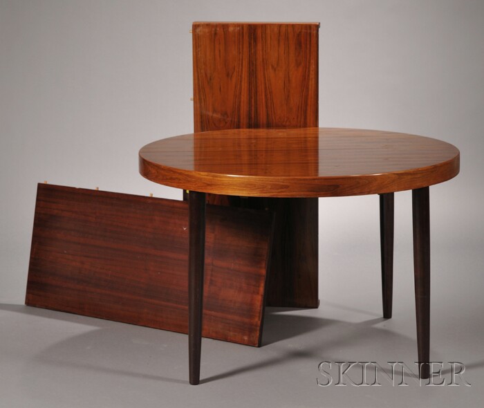 Appraisal: Scandinavian Design Dining Table and Six Chairs Rosewood Mid th