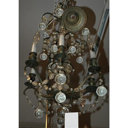 Appraisal: Rococo Style Patinated-Metal and Glass Six-Light Chandelier Estimate -