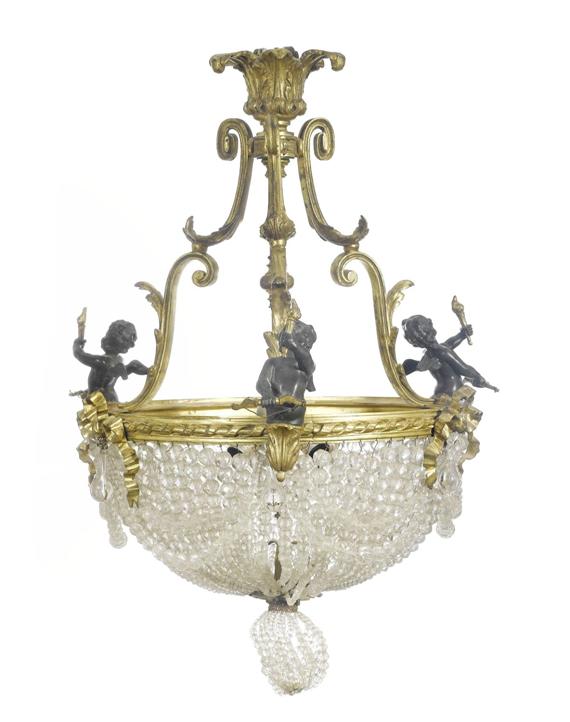 Appraisal: CHANDELIER Napoleon III France Patinated and partly gilded bronze D