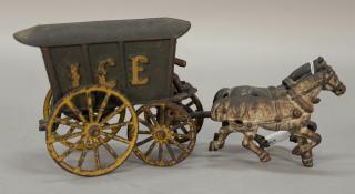 Appraisal: Hubley cast iron horse drawn ice wagon with driver drawn