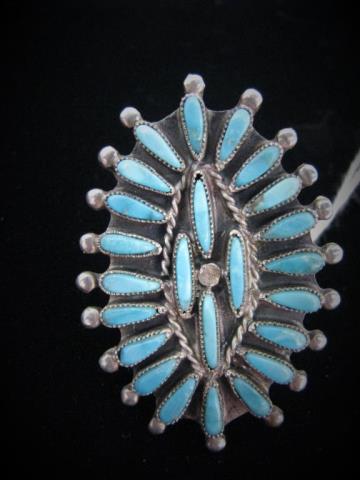 Appraisal: Navajo silver turquoise ring with petit point turquoise marked EGA