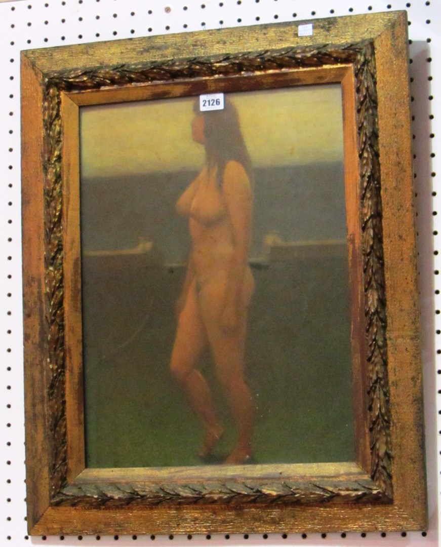 Appraisal: British School th century Standing female nude the ocean beyond