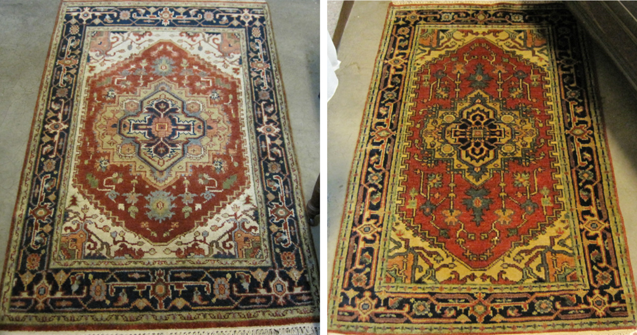 Appraisal: TWO SIMILAR HAND KNOTTED ORIENTAL AREA RUGS Persian Serapi design