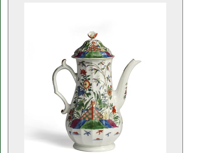 Appraisal: RARE WORCESTER PORCELAIN 'CHEQUERED TENT' PATTERN FLUTED COFFEEPOT AND COVER