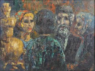 Appraisal: LEFCOURT Irwin Oil on Canvas Four Figures Signed lower left