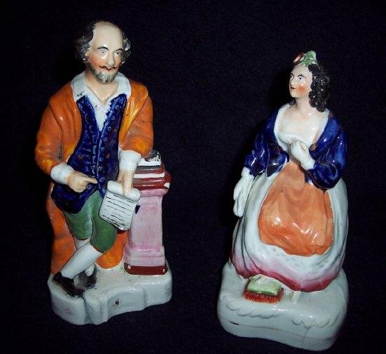 Appraisal: A pair of Staffordshire figures Shakespeare cm high and Anne