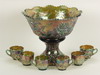 Appraisal: PUNCH SET - Seven piece Carnival glass punch bowl set