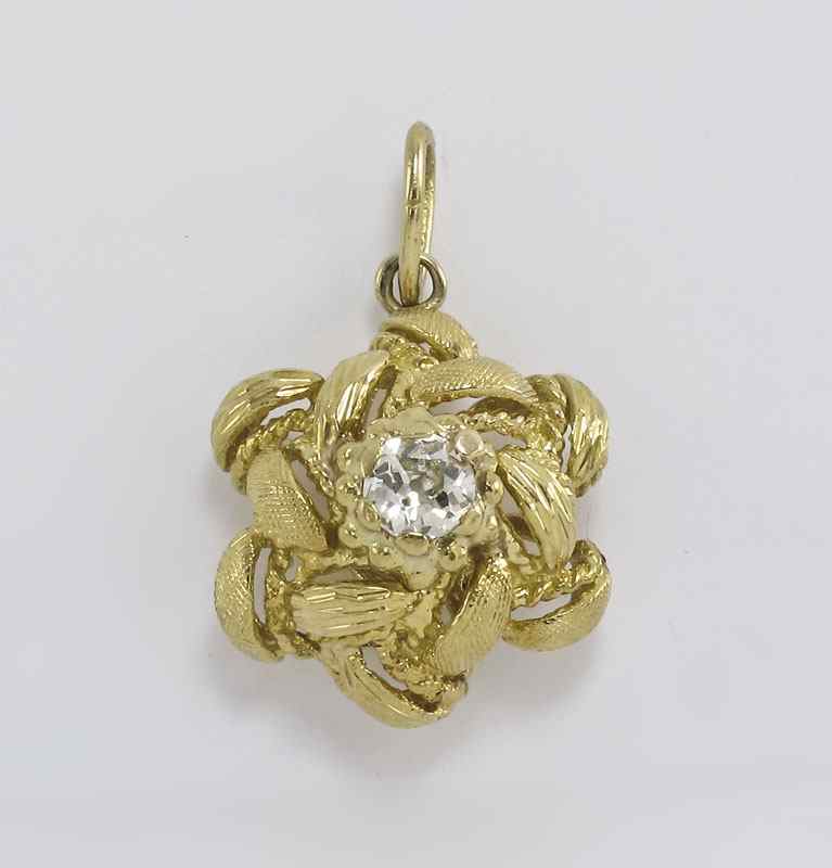 Appraisal: K PENDANT CHARM WITH CT OLD EUROPEAN DIAMOND SOLITAIRE K