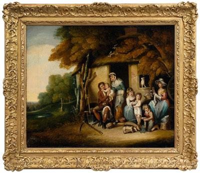 Appraisal: British School painting English country scene with family group outside