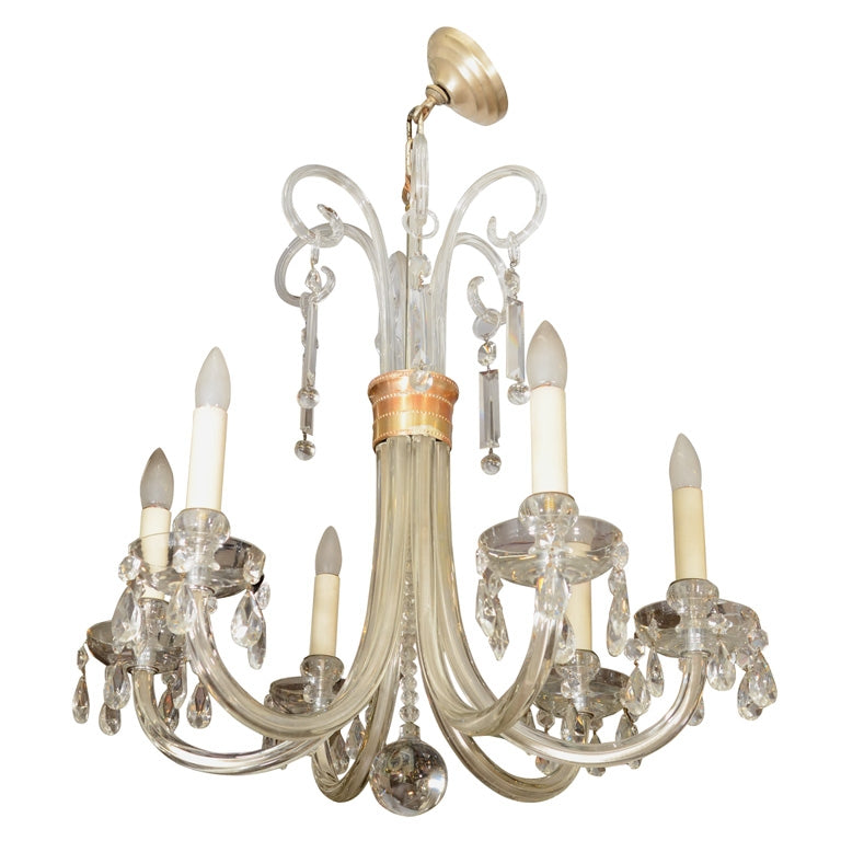 Appraisal: ITALIAN CLASSICAL GLASS SCROLL CHANDELIER Italian classical manner glass chandelier