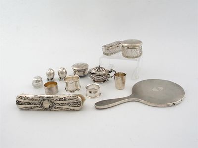 Appraisal: A mixed lot napkin rings a small engraved jewel box