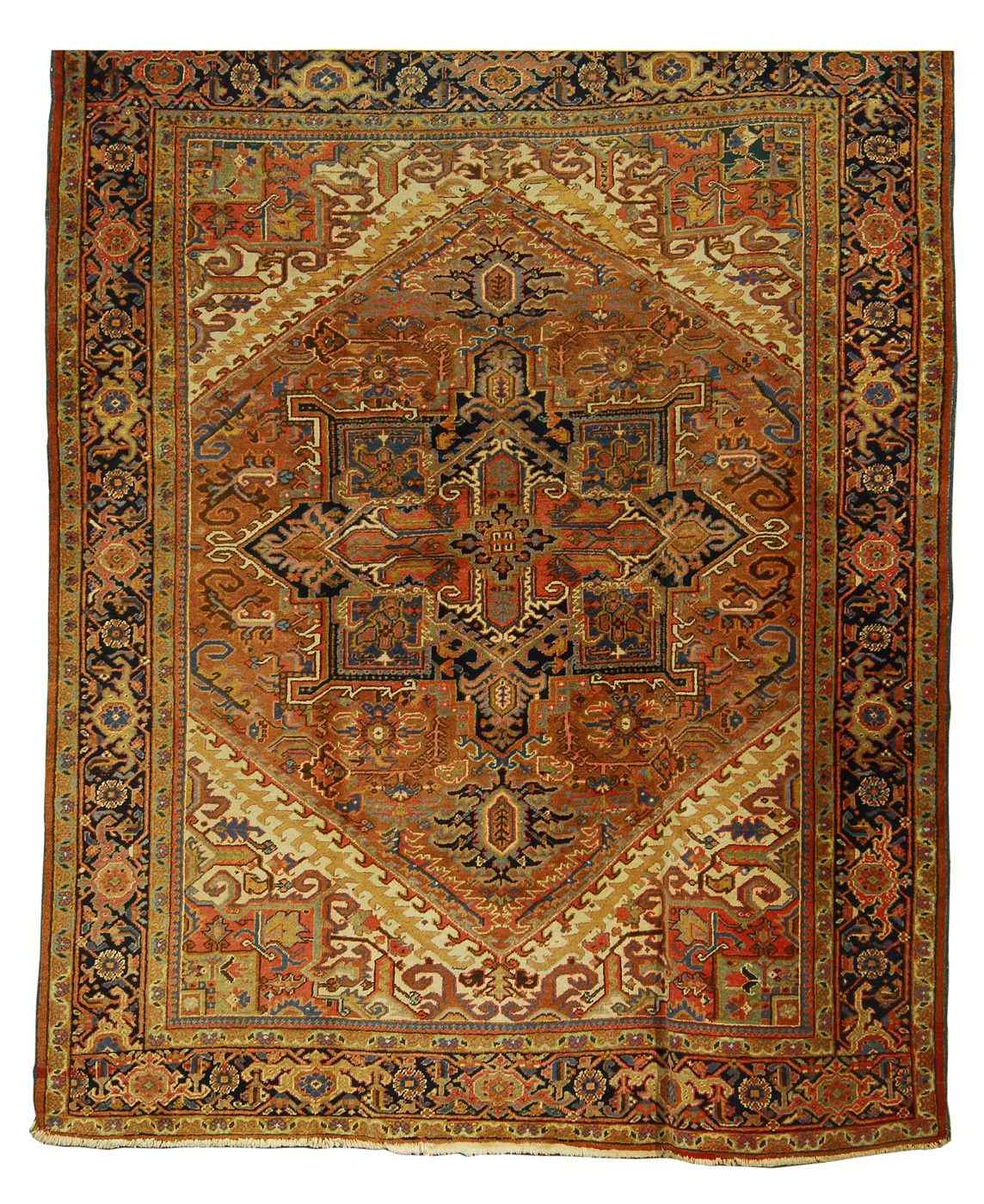 Appraisal: ORIENTAL RUG HERIZ ' x ' '' Gabled central medallions