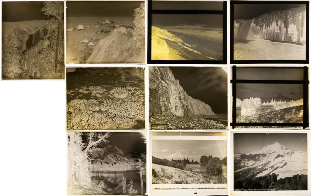 Appraisal: TEN GLASS NEGATIVES POSITIVES OF NORTHWEST LANDSCAPES late th early