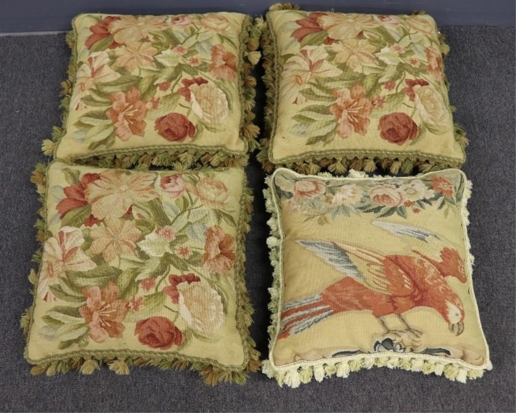 Appraisal: Set of four floral tapestry pillows each approximately x Condition