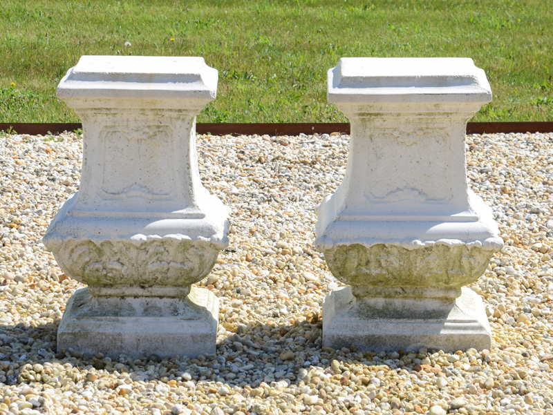 Appraisal: PAIR OF BAROQUE STYLE COMPOSITION PEDESTALS Each stepped top above