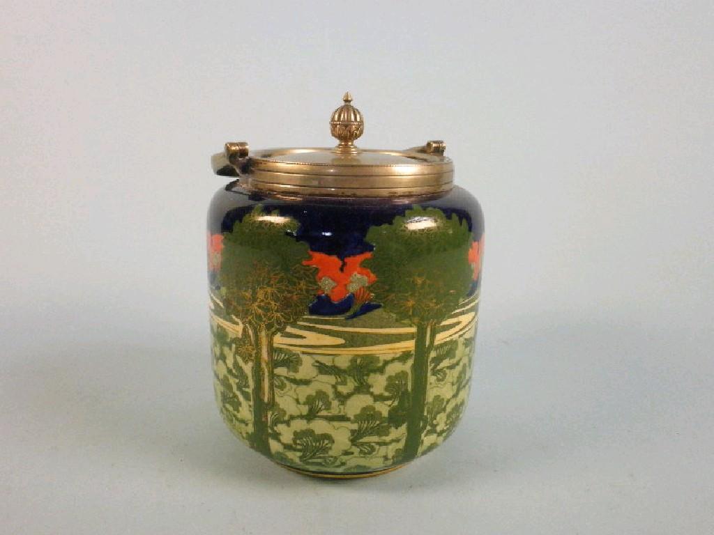 Appraisal: A Doulton Burslem biscuit barrel printed with a design of