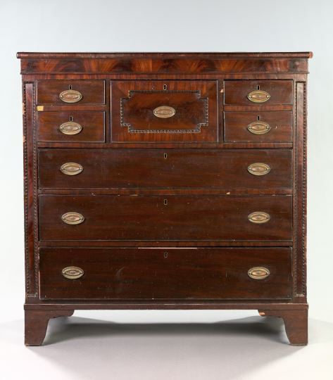 Appraisal: Interesting American Late Classical Figured Mahogany Chest of Drawers second