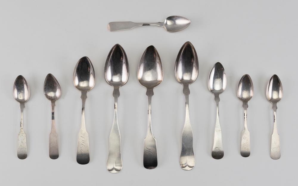 Appraisal: TEN EARLY AMERICAN COIN SILVER SPOONS LATE TH EARLY TH