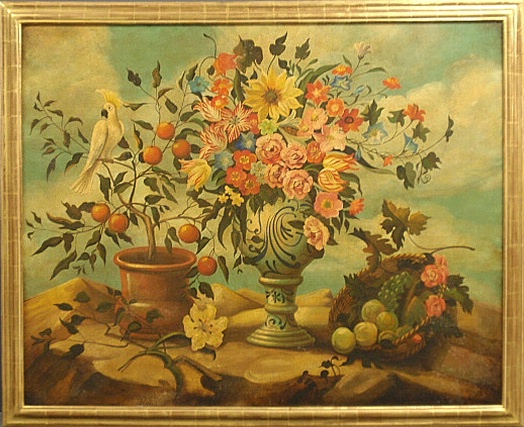 Appraisal: - Large Italian style faux oil on canvas work of