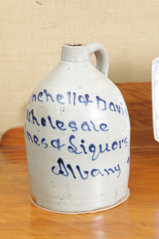 Appraisal: STONEWARE ADVERTISING JUG WITH COBALT ALBANY NEW YORK With freehand