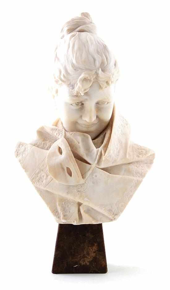 Appraisal: Italian school carved marble bust of young lady th century