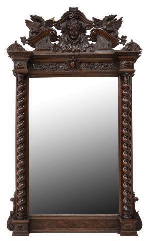 Appraisal: French Louis XIII style oak mirror late th c split