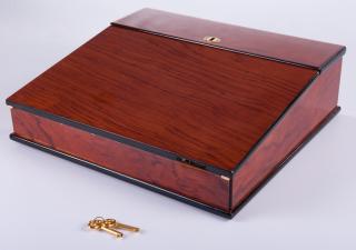 Appraisal: Travel Lap Desk Lacquered with Storage Lacquered wood lap desk