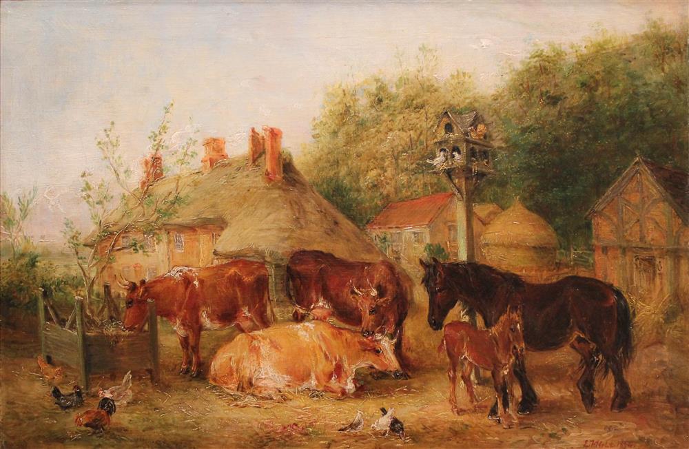 Appraisal: EDWIN FREDERICK HOLT BRITISH - FARMYARD SCENE Oil on canvas