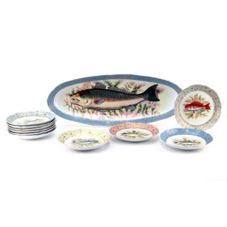 Appraisal: Antique Eleven Piece Carlsbad Austria Gilt Hand Painted Porcelain Fish