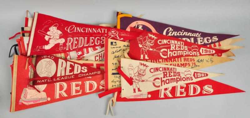 Appraisal: Lot of Vintage Cincinnati Reds Pennants Description Various League and