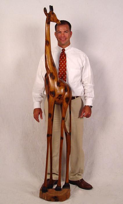 Appraisal: FT TALL CARVED WOOD GIRAFFE Measures approx '' h x