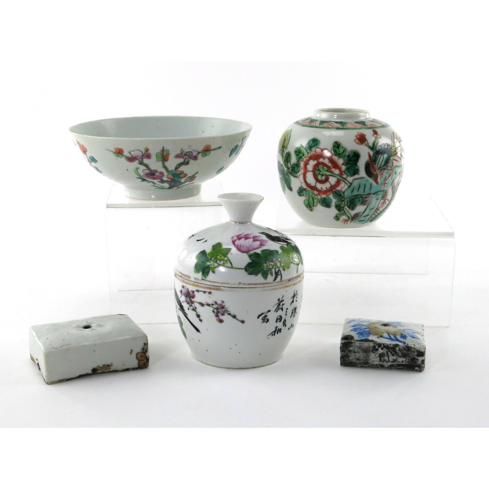 Appraisal: Group of Chinese Porcelain includes two water droppers a vase