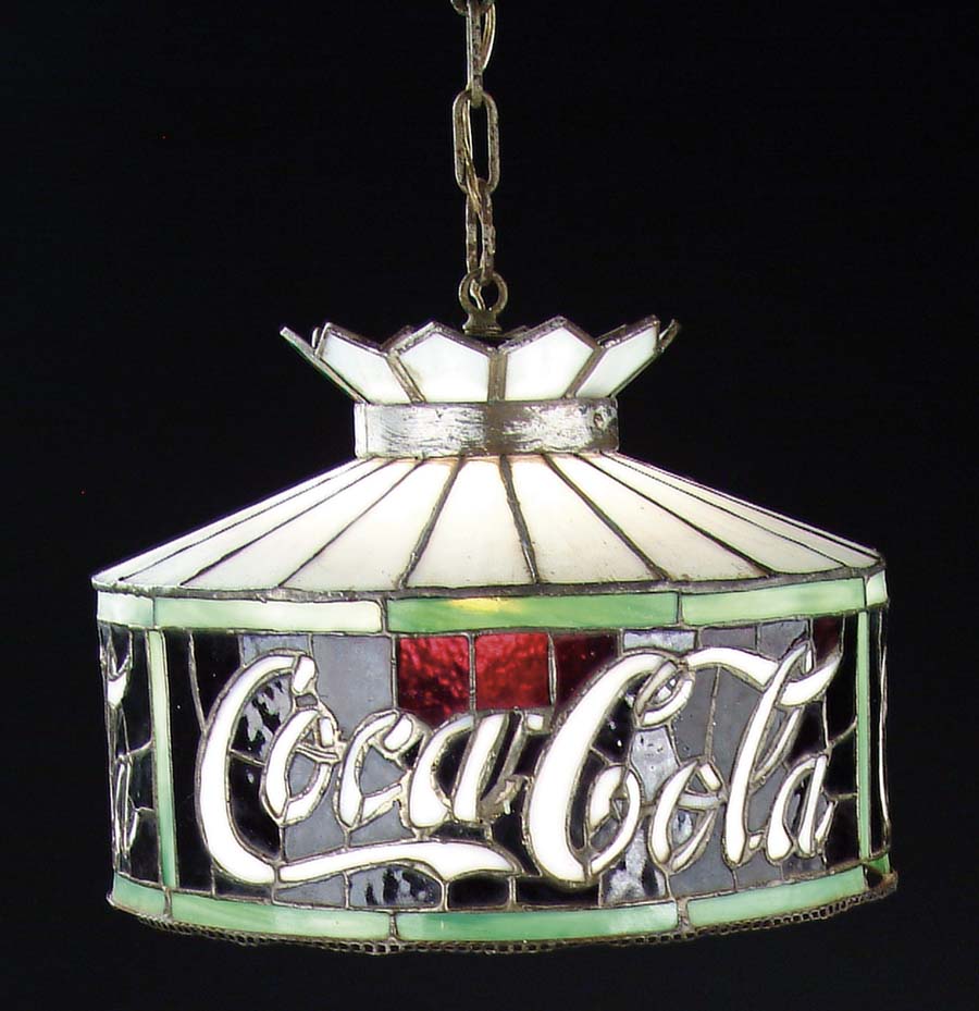 Appraisal: COCA-COLA LEADED GLASS SHADE Extremely rare original Tiffany-style leaded glass