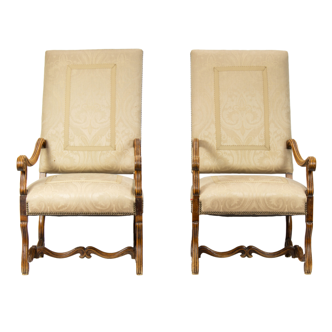 Appraisal: A PAIR OF FRENCH LOUIS XIV STYLE HIGH BACK LIBRARY