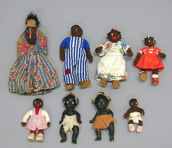 Appraisal: Lot of dolls Pair of black painted bisque Topsy type