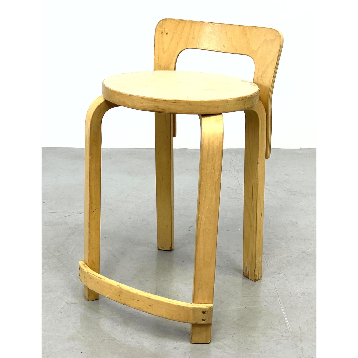 Appraisal: ALVAR AALTO Artek Stool Laminate Seat Dimensions H inches W