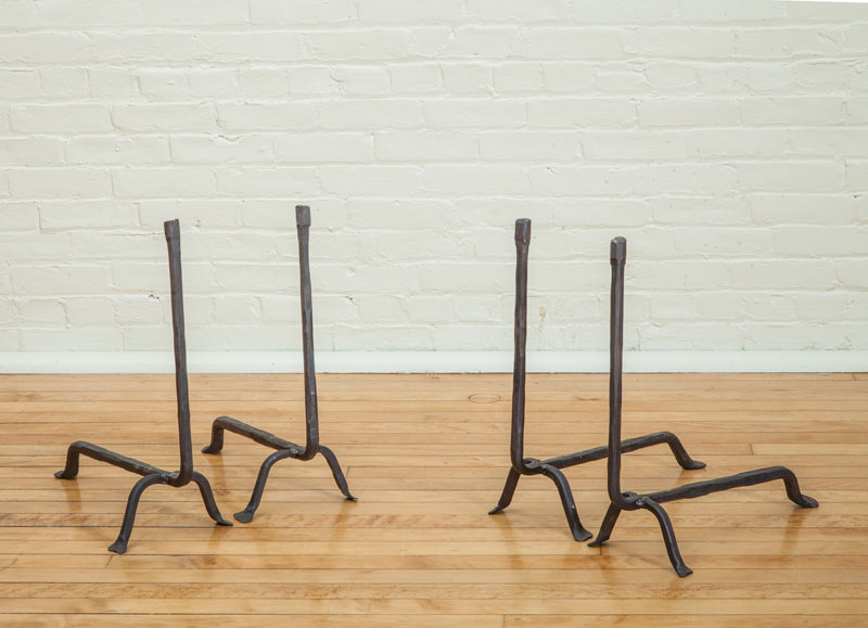 Appraisal: TWO PAIRS OF WROUGHT-IRON ANDIRONS x x in The Collection