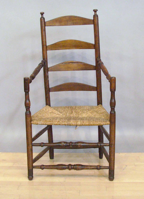 Appraisal: Four-slat ladderback armchair late th c