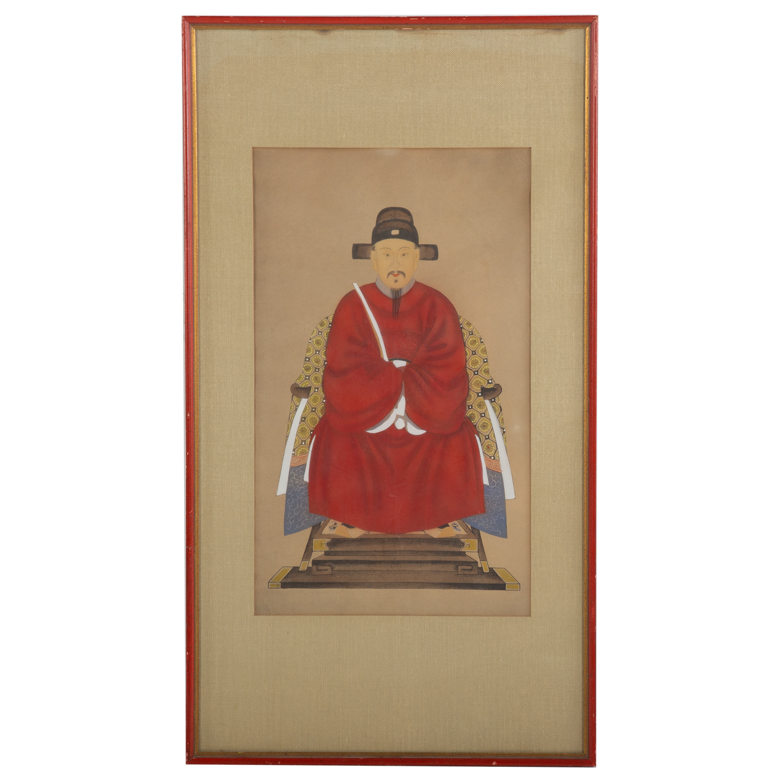 Appraisal: CHINESE ANCESTRAL PORTRAIT Early th century seated portrait of man