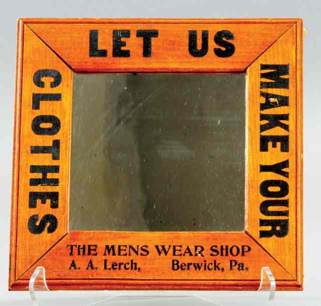 Appraisal: ADVERTISING MIRROR Wooden framed mirror reads ''Let Us Make Your