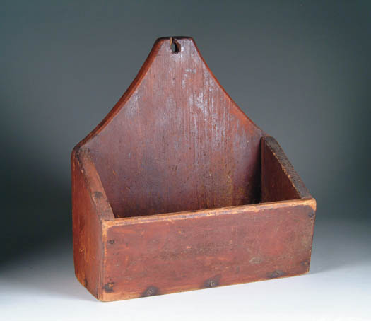 Appraisal: TH CENTURY WALL BOX Reddish original finish slanted front open