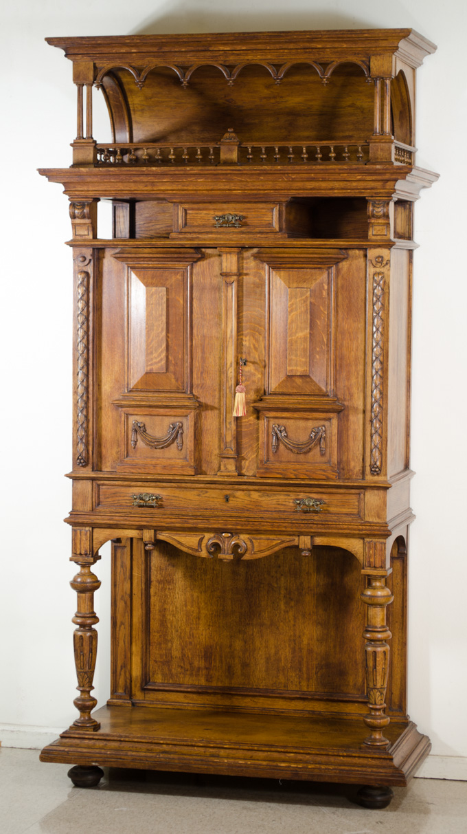 Appraisal: LOUIS XVI STYLE OAK WINE CABINET ON STAND French th