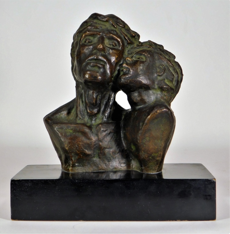 Appraisal: VICTOR SALMONES FATHER CHILD BRONZE SCULPTURE Mexico - Social realist