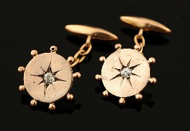 Appraisal: A pair of Antique gold and diamond cufflinks The ct