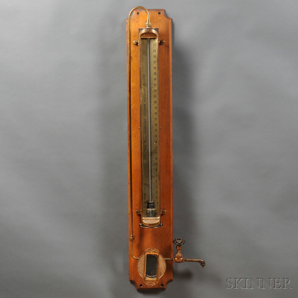 Appraisal: Tycos Mercury Column Vacuum Gauge Rochester New York c glass